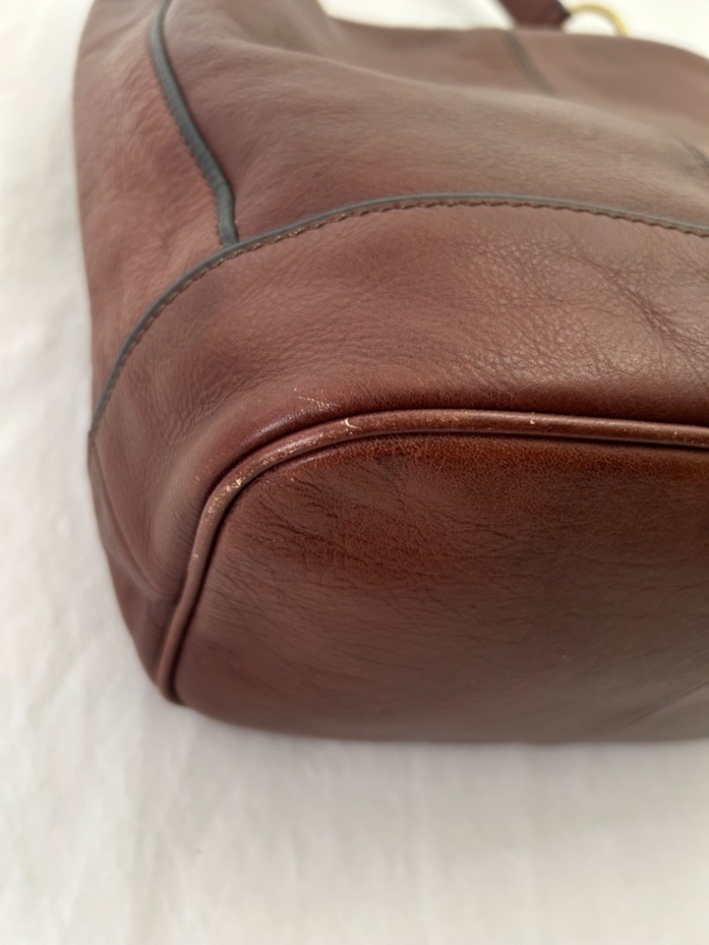 Fossil Maddox Leather Hobo Shoulder Bucket Bag Chocolate Brown - Picture 11 of 15